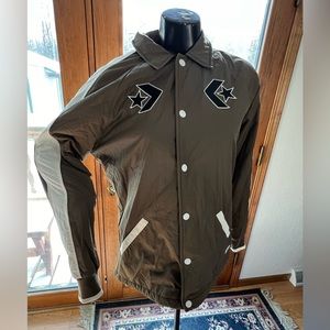 NWOT Mens Medium CONVERSE Primaloft Olive Green‎ White Black Padded Jacket Logo
